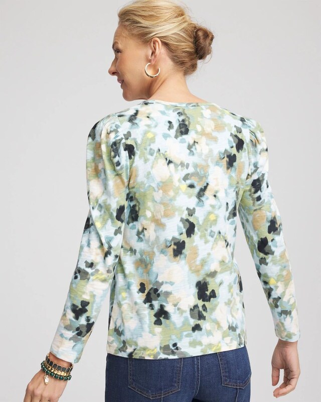 Printed Slub Puff-Sleeve Tee - image 3